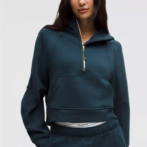 Lululemon Cropped Half‑Zip Hoodie Teal Green (small)